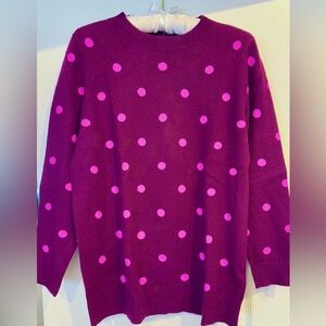 100% Cashmere J.Crew Sweater - Plum with pink dots